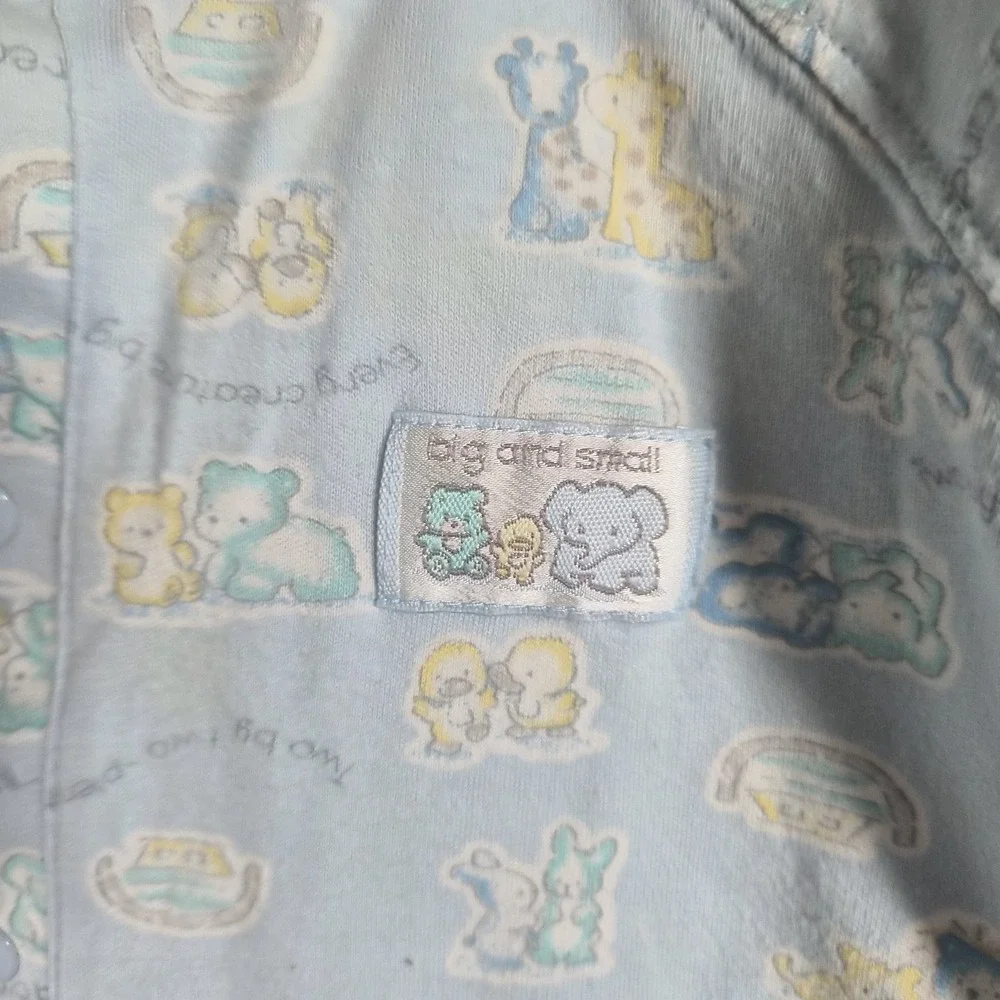 Vintage McBaby Baby Romper 6-9M Blue Animal Print One 2000s Y2k Piece Cotton